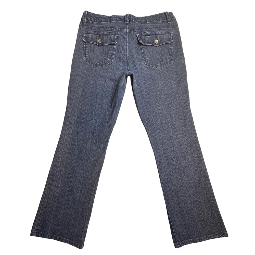 Style & Co Bootcut Jeans Womens 12 Dark Wash Blue Stretch Denim Double‎ Button